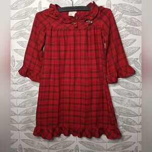 Disney Nightgown Girls Flannel Plaid Red Christmas Minnie Mouse ruffle